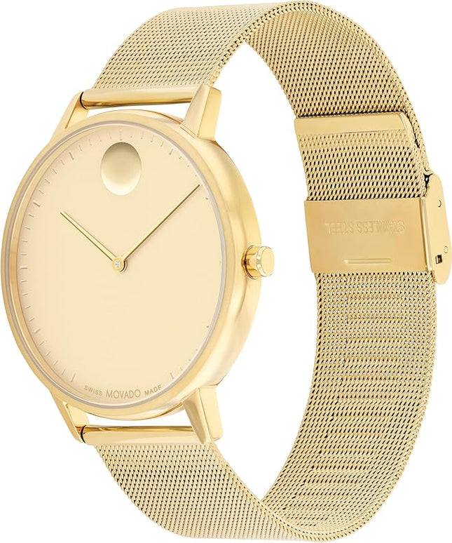 Movado Face Men's Luxury Quartz Watch - Swiss Movement - Water Resistance 30 Meters (3ATM) - Elegant Timepiece - Gift for Him - 41mm