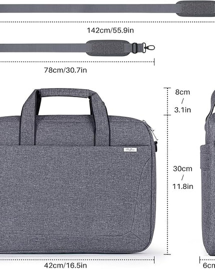 15.6 16 Inch Laptop Shoulder Bag for Men Women,Waterproof Computer Carrying Case Messenger Bag with Strap,Laptop Briefcase for 14-15-16 Inch MacBook/Chromebook/Notebook Hp Dell Acer Asus,Grey