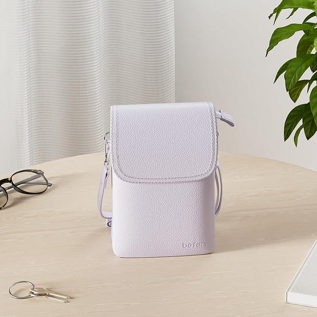 befen Genuine Leather Small Crossbody Bags for Women Cell Phone Bag Cross Body Purses,Silver Zipper