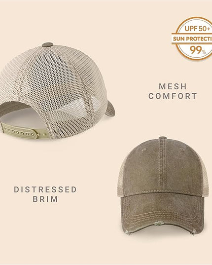 CHOK.LIDS Everyday Premium Washed Trucker Hat Unstructured Distressed Pigment Dyed Cap Adjustable Outdoor Headwear