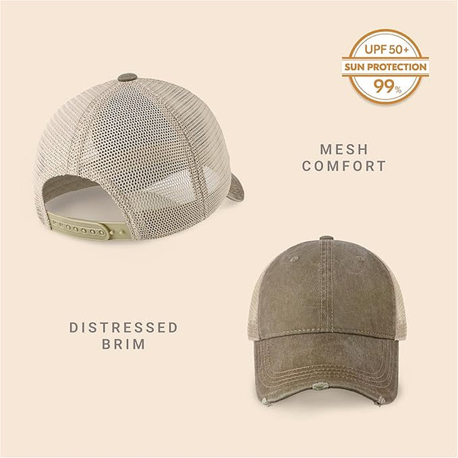 CHOK.LIDS Everyday Premium Washed Trucker Hat Unstructured Distressed Pigment Dyed Cap Adjustable Outdoor Headwear