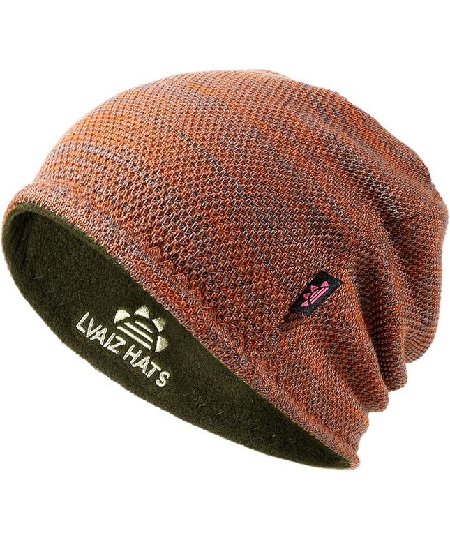 Lvaiz Mens Winter Beanie Hat Warm Fleece Lined Skull Cap for Men Reversible Women Windproof Watch Hat Knit Warm Unisex Beanie