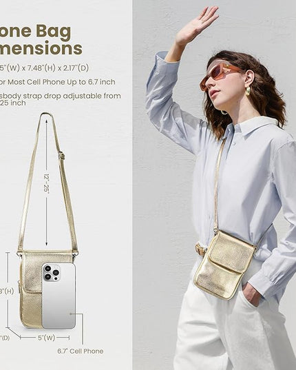 befen Genuine Leather Small Crossbody Bags for Women, Cell Phone Cross body Purse Bag with RFID Blocking Card Slots