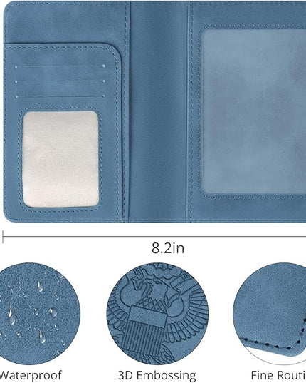Passport Holder for Travel Essentials,RFID Blocking Passport Cover Wallet Card Case for Women and Men (Navy Blue)