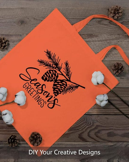 TOPDesign 12-Pack Economical 16"x15" Orange Cotton Tote Bag, Lightweight Medium Reusable Grocery Shopping Cloth Bags, Suitable for DIY, Advertising, Promotion, Gift, Activity