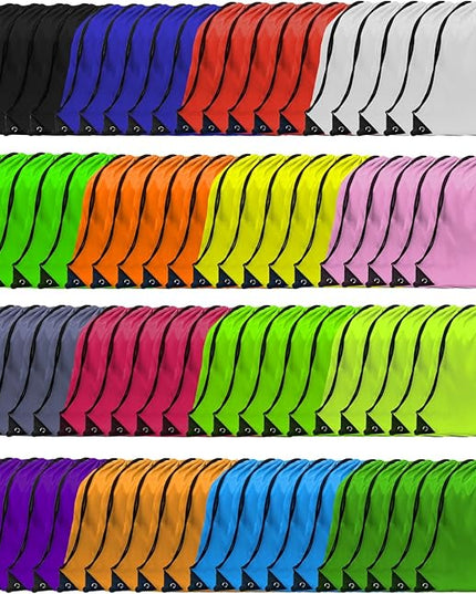 GoodtoU Drawstring Bags, Nylon Backpack Draw String Gym Bag for Sport, Traveling, Team (16 Colors, 80Pcs)