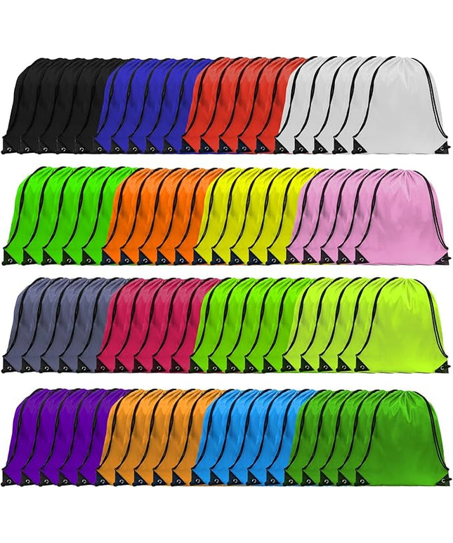 GoodtoU Drawstring Bags, Nylon Backpack Draw String Gym Bag for Sport, Traveling, Team (16 Colors, 80Pcs)