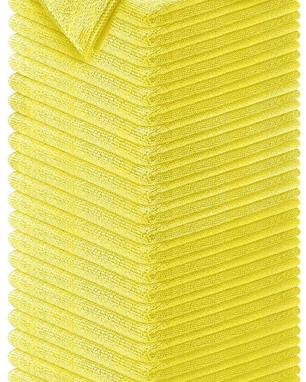 USANOOKS Microfiber Cleaning Cloth Yellow - 50 Pcs 12.5"x12.5" - High Performance - 1200 Washes, Ultra Absorbent Towels Weave Grime & Liquid for Streak-Free Mirror Shine - Car Washing Cloth