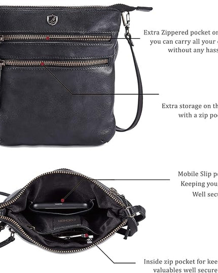 Crossbody Sling Bag for Women Small Real Leather Purse Vintage Travel Crossover Shoulder Bag Handmade