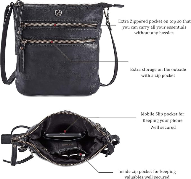 Crossbody Sling Bag for Women Small Real Leather Purse Vintage Travel Crossover Shoulder Bag Handmade