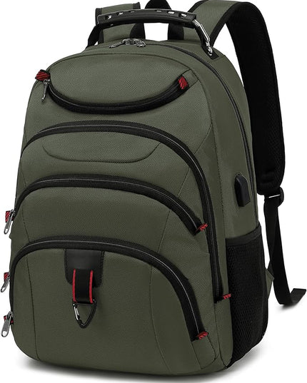 Boavan Laptop Backpack for men, 15.6 inch Laptop Bag with USB Port, Waterproof Travel Work Backpack Purse, Anti-Theft Teacher Nurse Doctor Casual Bookbags Office Business backpack,Green
