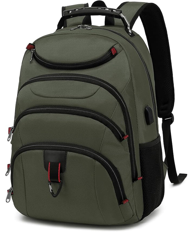 Boavan Laptop Backpack for men, 15.6 inch Laptop Bag with USB Port, Waterproof Travel Work Backpack Purse, Anti-Theft Teacher Nurse Doctor Casual Bookbags Office Business backpack,Green