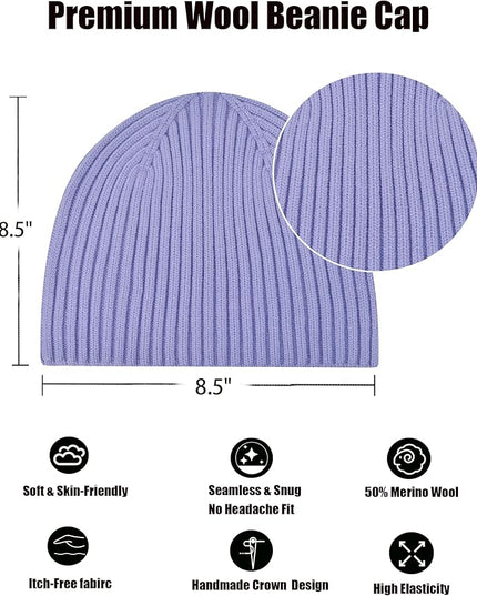 choshion Wool Knit Fisherman Beanie Hat for Men Women,Cuffless Warm Short Cuff Beanies Toboggan Ski Hats Winter Skull Cap