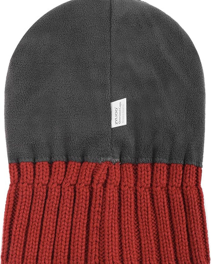 Zylioo Plus Size Fleece Lined Beanie Hat,2XL/XL/L/M/S Thermal Knitted Hat,Winter Warm Lined Snow Hats for Women Men