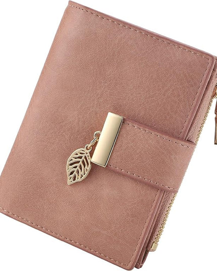 yiijay Small Wallet Women RFID Blocking Leather Bifold Wallet Credit Card Holder for Women Ladies Compact Wallet Mini Purse With Zipper Pocket
