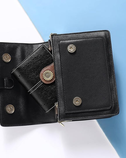 SENDEFN Small Womens Wallet Leather Bifold Card Holder RFID Blocking with Zipper Coin Pocket