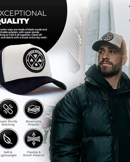 Urban Effort Mesh Back Cap - for Men and Women Baseball Hat 5-Panel Trucker Hat - Great Snapback Closure for Hunting & Hiking
