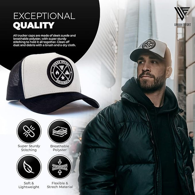 Urban Effort Mesh Back Cap - for Men and Women Baseball Hat 5-Panel Trucker Hat - Great Snapback Closure for Hunting & Hiking