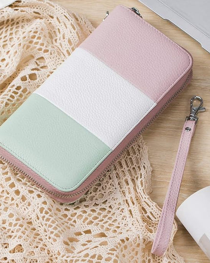Moflycom Womens Wallet RFID Blocking Genuine Leather Multi Credit Card Large Capacity Zip Around Clutch Travel Purse Wristlet