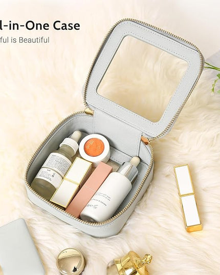 Aveniee Mini Clear Makeup Bag, Small Cosmetic Bags Travel Toiletry Pouch Organizer, TSA Approved Make up Case with Zipper, Car Bag for Essentials,Blue