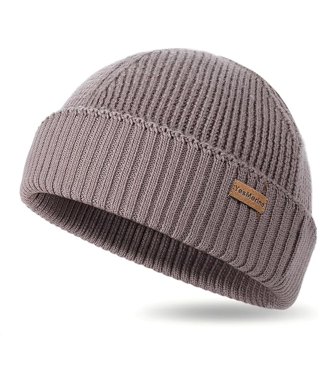 100% Merino Wool Fisherman Beanie for Men Women, Short Knit Cuff Trawler Winter Hat, Warm Soft Outdoor Gift