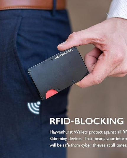 Hayvenhurst Wallet For Men - Reinvented Design Men's Wallet - Slim, Minimalistic & Seamless Card Case, Blocks RFID Scanners, Holds 12 Cards (Obsidian)