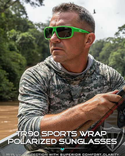 ATTCL Polarized Sunglasses Men for Fishing: UV Protection Lightweight TR90 Sports Wrap Sun Glasses Driving Golf Running