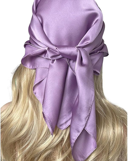 CHUNG Women's Square Satin Scarf 27.5" Bandanas Solid 50s Retro Neck Scarves Emulation Silk Handbag Hair Ribbons Necktie