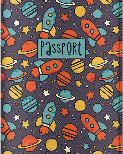 Passport Cover for Kids, Women and Men, Cute Travel Passport Holder (Dark Space)