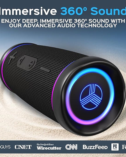 TREBLAB HD77 Bluetooth Speaker, 30W Portable Wireless Speaker with 360° Stereo Sound & Deep Bass, IPX7 Waterproof Outdoor Bluetooth Speaker, 20H Battery, TWS Pairing for Home, Beach, Pool, Camping