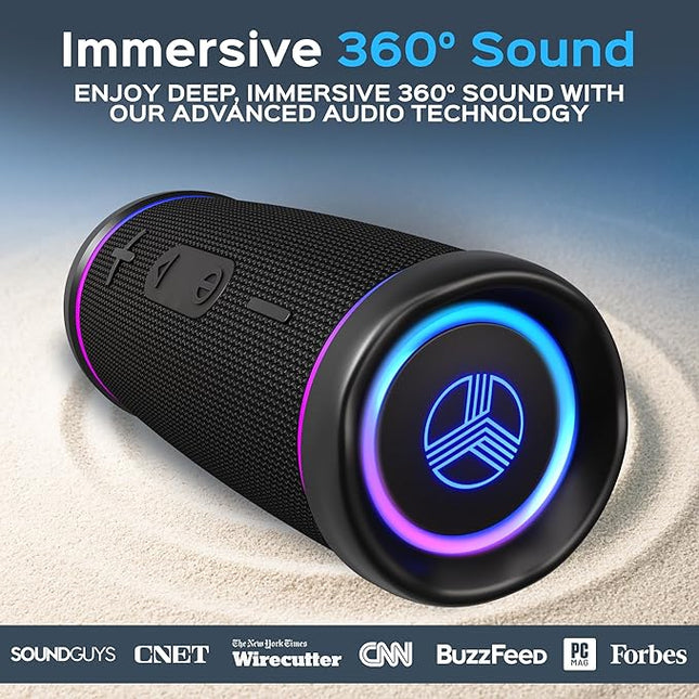 TREBLAB HD77 Bluetooth Speaker, 30W Portable Wireless Speaker with 360° Stereo Sound & Deep Bass, IPX7 Waterproof Outdoor Bluetooth Speaker, 20H Battery, TWS Pairing for Home, Beach, Pool, Camping