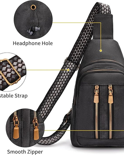 FALAN MULE Crossbody Bags for Women Trendy Leather Sling Chest Bag Fanny Packs for Women