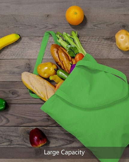 TOPDesign 6-Pack Economical 16"x15" Lime Green Cotton Tote Bag, Lightweight Medium Reusable Grocery Shopping Cloth Bags, Suitable for DIY, Advertising, Promotion, Gift, Activity