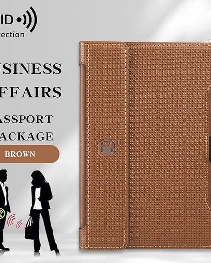 Passport Holder for Travel Essentials, RFID Blocking PU Leather Passport Wallet Cover Card holder Case Passport Book Holders for Women and Men, Brown
