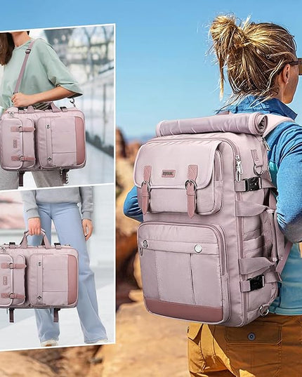 PIJUSHI Travel Backpack for Women Carry on Luggage Backpack Convertible Large Laptop Duffel Bag for Airplanes(PE049 Ashen Purple)