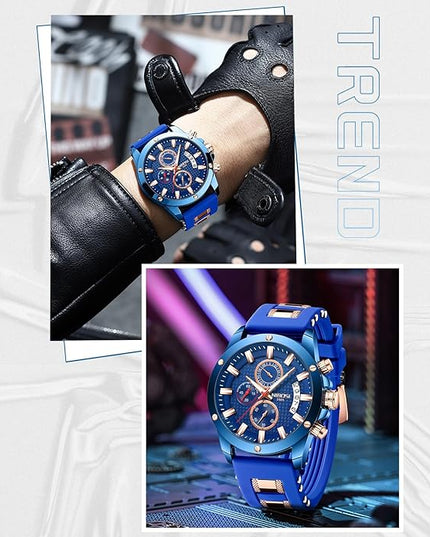 NIBOSI Watches for Men Waterproof Chronograph Mens Watches Analog Quartz Big Face Classic Stylish Fashion Casual Designer Luminous Waterproof Business Work Wrist Watch Elegant Gift for Men