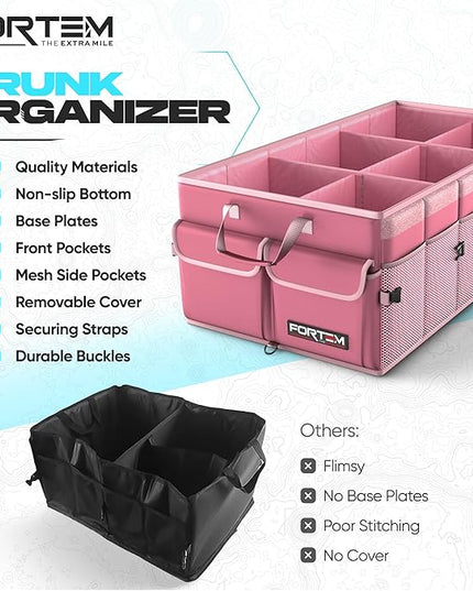 FORTEM Trunk Organizer For SUV Car Trunk Organizer, Foldable Storage, Car Accessories for Women Men, Collapsible Bag, Perfect Christmas Gifts, 600D Oxford, Non Slip Bottom, Straps, Soft Cover (85L)