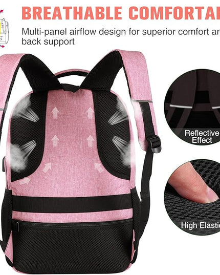 Paude Backpack for Women and Teen Girls, School/College Laptop Bookbag for City Trip, Pink