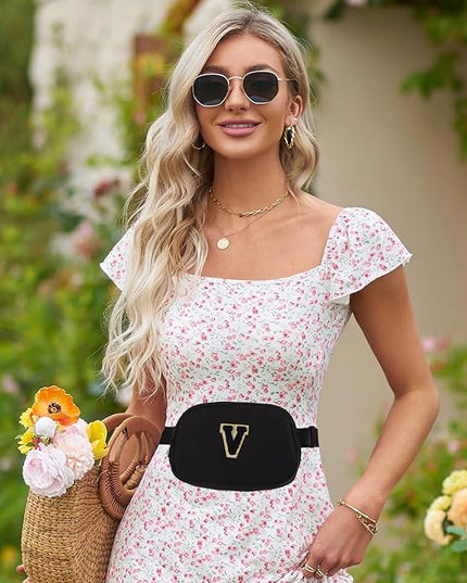 Glratn Initial Letter Belt Bag Crossbody Bags Fanny Pack For Girls，Birthday Gifts for 6 7 8 9 10 11 12 13 14 15 Year Old Girls,Purse for Kids,Cute Teen Trendy Stuff Travel Essentials.（Black-M）