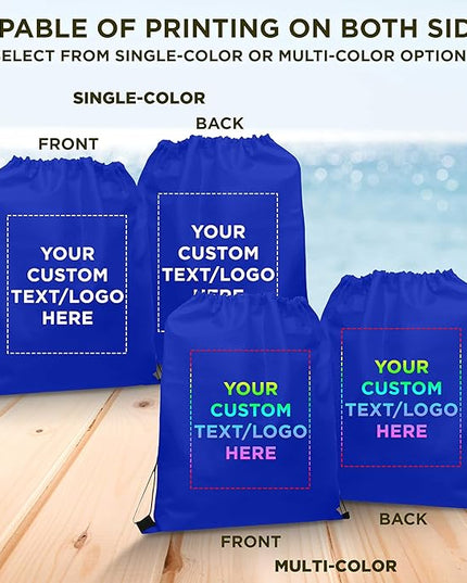 DISCOUNT PROMOS Custom Non-Woven Drawstring Backpacks Set of 10/50/100, Personalized Bulk Pack
