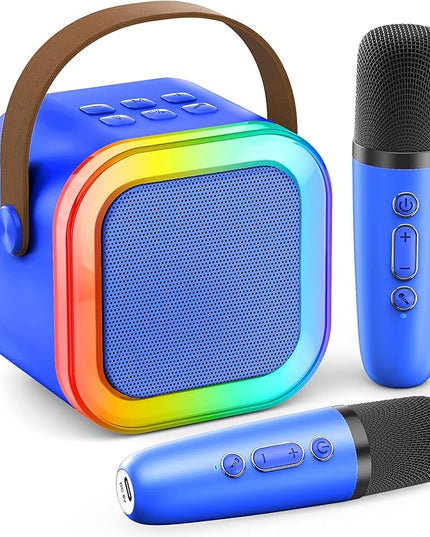 Karaoke Machine for Kids Adults, Portable Bluetooth Speaker with 2 Wireless Karaoke Microphones Player, 2026 TOP Birthday for Girls Boys 3,4,5,6,7,8+Year Old Toddler Toys Valentine Gifts(Deepblue)