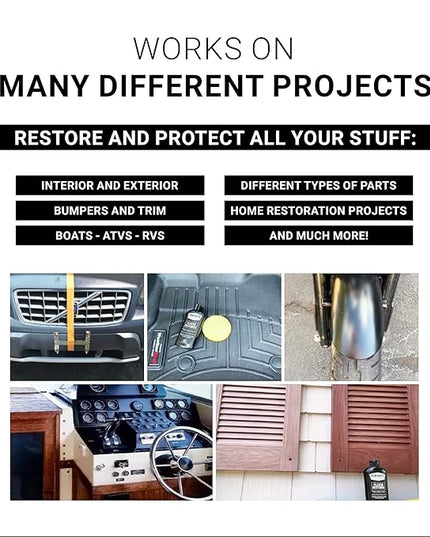CAR GUYS Plastic Restorer | Bring Plastic, Rubber, and Vinyl Back to Life! | User Friendly Trim Restorer | Safe Auto Detailing Supplies | 8 Oz Kit with Foam Applicator