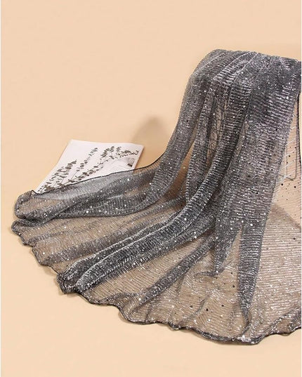 Floerns Women's Sequin Bandana Square Scarf Silk Scarves Mesh Shawl and Wrap for Evening Dresses