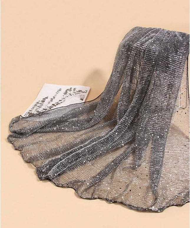 Floerns Women's Sequin Bandana Square Scarf Silk Scarves Mesh Shawl and Wrap for Evening Dresses