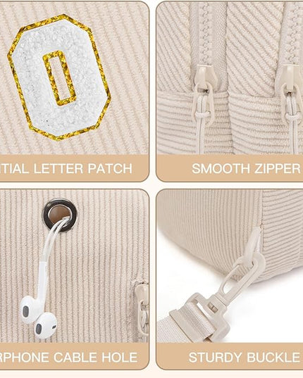 Viverte Small Corduroy Sling Bag Initial Crossbody Bag Fanny Pack for Girls Personalized Birthday Gifts for Teen Girls Gifts