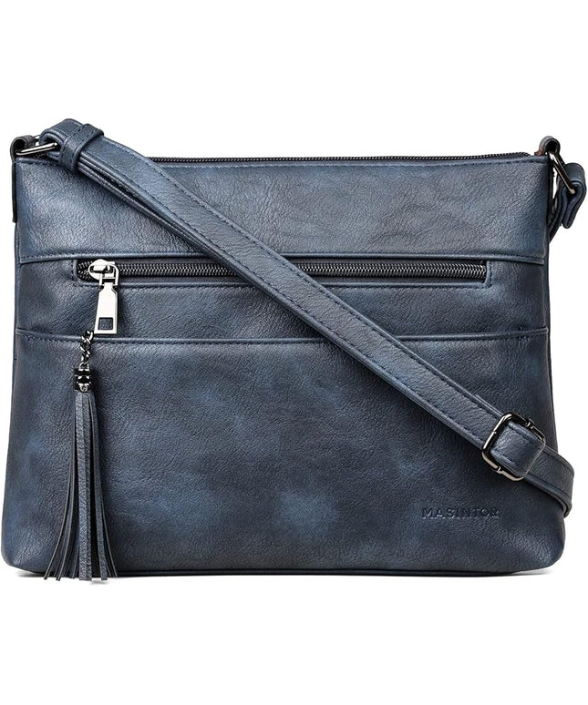 MASINTOR Crossbody Bags for Women, Lightweight Medium Crossbody Purse, Soft Leather Women's Shoulder Handbags with Tassel
