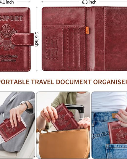 Herain Passport Holder for Travel Cruise Essentials, 2 Pcs Passport Cover Wallet Case Travel Gifts Women Men Family, RFID Passports Book Card Holders Travels Accessories Must Haves