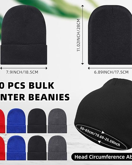 Toulite Bulk Winter Beanies for Homeless Donation Unisex Warm Knitted Beanie Hats Skull Cap