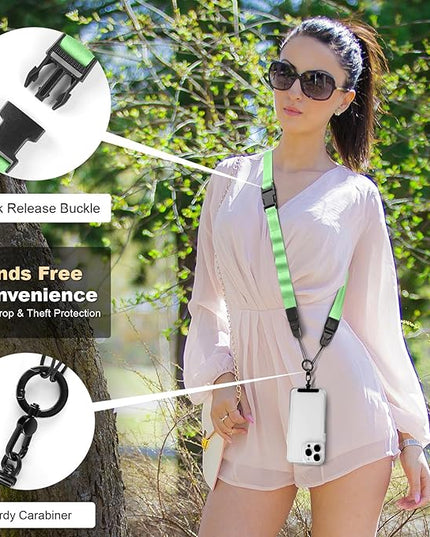 Adjustable Crossbody Phone Lanyard, Universal Phone Wrist Strap and Phone Neck Strap with Tether Tab, Phone Lanyard with Quick Release, Suitable for iPhone and Most Smartphones, Light Green