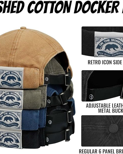 Croogo Denim Docker Hat Fashion Brimless Beanie Hat Retro Worker Skull Cap Rolled Cuff Sailor Cap Hip Hop Dancing Watch Cap